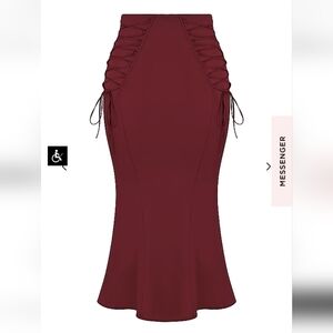 Sidonie Burgundy Lace-Up Midi Skirt